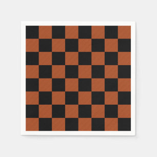 Svarta och orangea rutiga rutor Buffalo Plaid Pappersservett