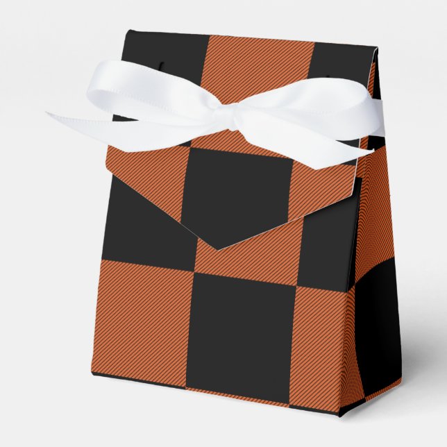 Svarta och orangea rutiga rutor Buffalo Plaid Presentaskar (Framsidan Sidan)