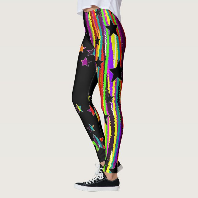 Svarta och regnbågsstjärna Leggings (Vänster)