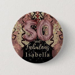 Svarta och Ro Guld Glitter 50:e födelsedagen Knapp