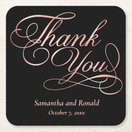 Svarta och Ro Guld-Tack, Bröllop Underlägg Papper Kvadrat