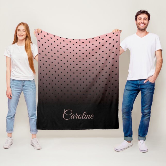 Svarta och Ro-punkter Mönster Fleecefilt (På plats)