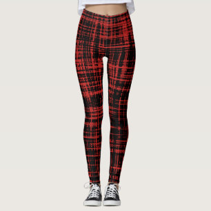 Svarta och röda Abstrakten Rand Mönster Leggings