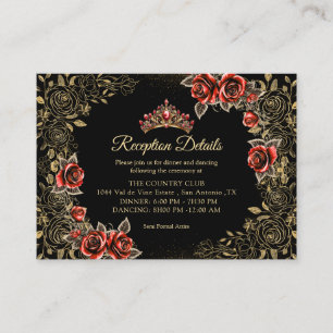 Svarta och röda gyllene tiara rosor Quinceañera Tilläggskort