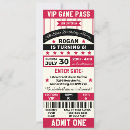 Svarta och röda idrottar, Biljett Födelsedagsfest Inbjudningar