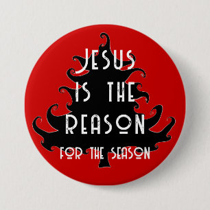 Svarta och röda Jesus är Reason-julklappen Knapp