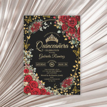 Svarta och röda rosor Gyllene fjärilar Quinceañera