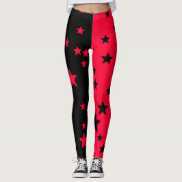 Svarta och röda stjärnleggings leggings