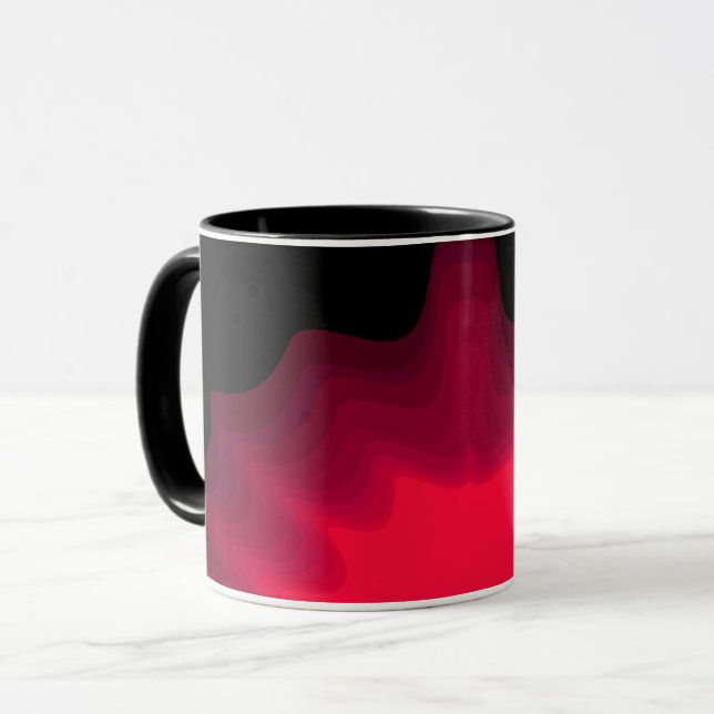 Svarta och röda vågor abstrakt målning mugg (Framsida vänster)