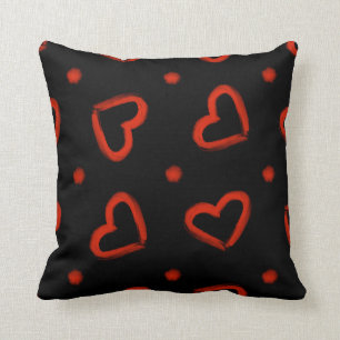 Svarta och röda Valentines day-örter Mönster Kudde