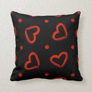 Svarta och röda Valentines day-örter Mönster Kudde