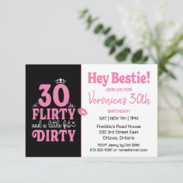 Svarta och Rosa 30års födelsedag Inbjudningar