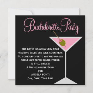 Svarta och Rosa Bachelorette Inbjudningar