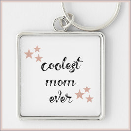 Svarta och Rosa Coolest Mamma någonsin Fyrkantig Silverfärgad Nyckelring