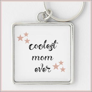 Svarta och Rosa Coolest Mamma någonsin Fyrkantig Silverfärgad Nyckelring