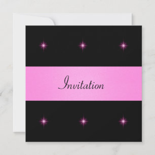 Svarta och Rosa Fuschia Stars Speciellare händelse Inbjudningar