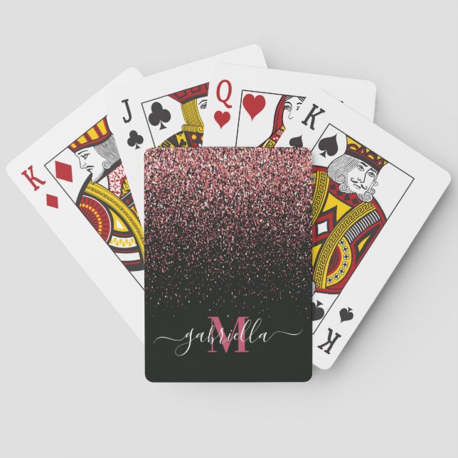 Svarta och Rosa Glitter Casinokort (Baksidan)