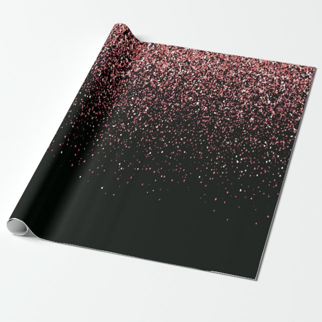 Svarta och Rosa Glitter Presentpapper (Utrullad)