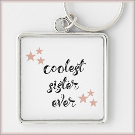 Svarta och Rosa - kolaste syster någonsin Fyrkantig Silverfärgad Nyckelring