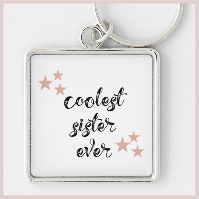 Svarta och Rosa - kolaste syster någonsin Fyrkantig Silverfärgad Nyckelring (Skapare uppladdad)
