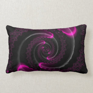 Svarta och Rosa Neon Fractal Spiral Lumbarkudde