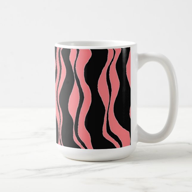 Svarta och rosa zebraränder kaffemugg (Höger)