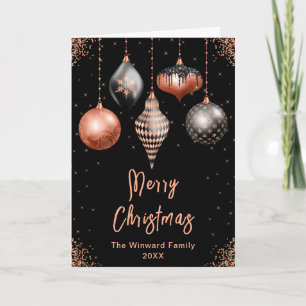 Svarta och Roséguld Ornamenter God Jul Helgkort