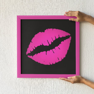 Svarta och Shock rosa Ombre Lipstick Kiss Poster