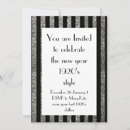 Svarta och Silver 1920-talets Gatsby New Year Part Inbjudningar