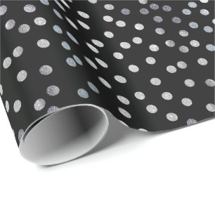 Svarta och Silver Glitter City Dots Presentpapper