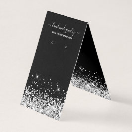 Svarta och Silver Glitter Namnteckning Visning för Kort