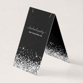 Svarta och Silver Glitter Necklace-Visningen Kort