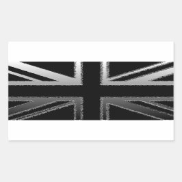 Svarta och Silver Grått Union jack Flagga Rektangulärt Klistermärke