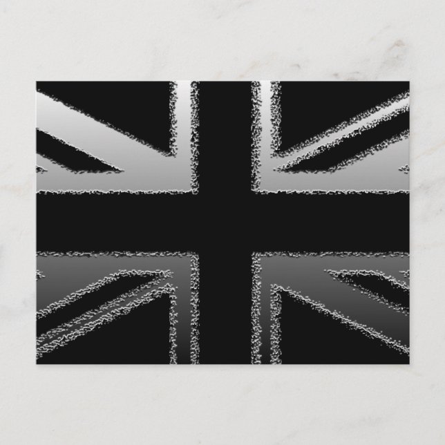 Svarta och Silver Grått Union jack Flagga Vykort (Framsida)