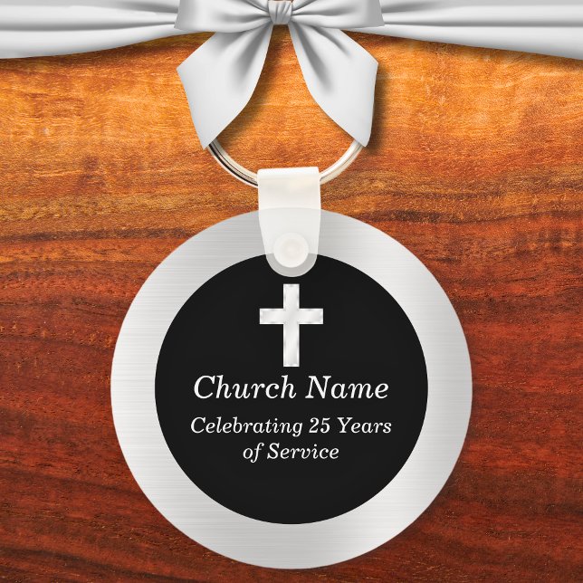Svarta och Silver kyrkans årsdag Party Nyckelring (Black and Silver Church Anniversary Party Keychains)