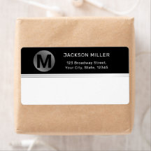 Svarta och silver moderna enkla monogramtransporte