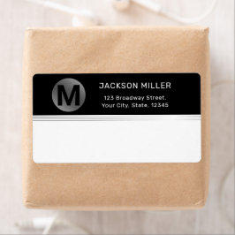 Svarta och silver moderna enkla monogramtransporte fraktsedel