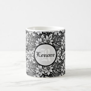Svarta och Silver vackra blommor Kaffemugg