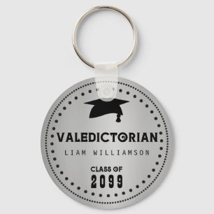 Svarta och Silver Valediktorian Studenten Nyckelring