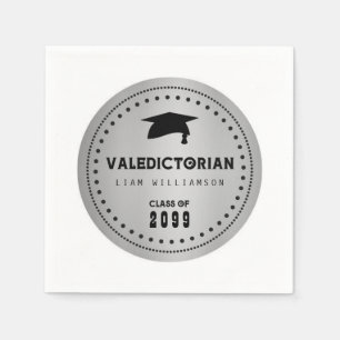 Svarta och Silver Valediktorian Studenten Pappersservett