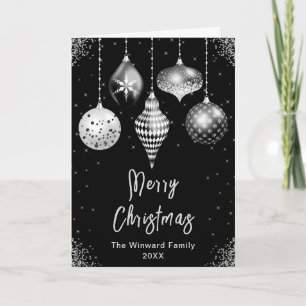 Svarta och Silverdekorationer God Jul Helgkort