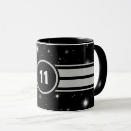 Svarta och silverfärgade racingränder Starlight Mugg
