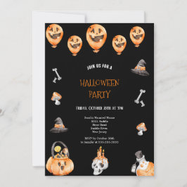 SVARTA OCH SKÄRLIGA SVART OCH ORANGE HALLOWEEN FES INBJUDNINGAR
