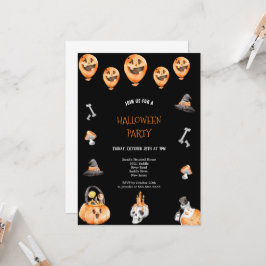 SVARTA OCH SKÄRLIGA SVART OCH ORANGE HALLOWEEN FES INBJUDNINGAR