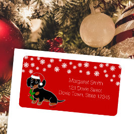 Svarta och Tan Dachshund Santa-etiketter Adressetikett