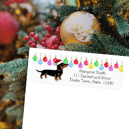 Svarta och Tan Dachshund Santa-etiketter Returadress Etikett