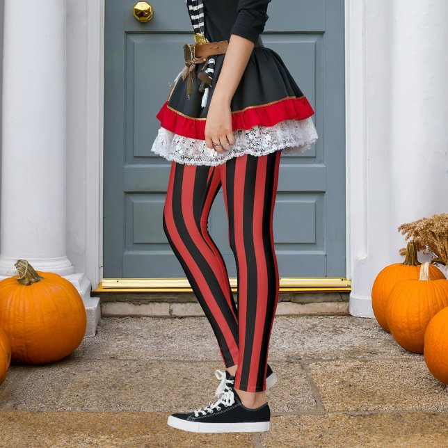 Svarta och valfritt Lodrät Färg Rand Pirat Hallowe Leggings (Skapare uppladdad)