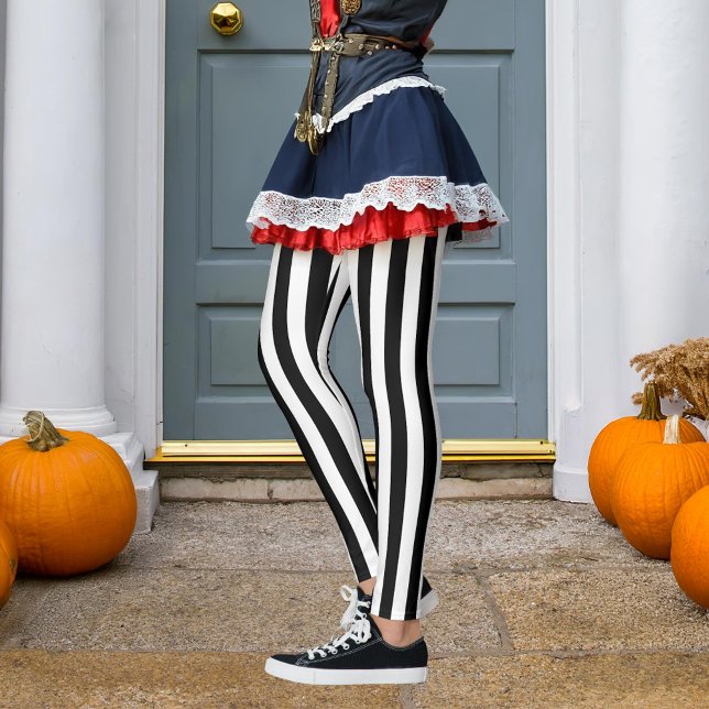 Svarta och valfritt Lodrät Färg Rand Pirat Hallowe Leggings (Skapare uppladdad)