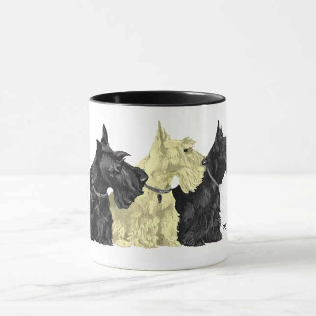 Svarta och vete färgade Scotties Mugg (Center)