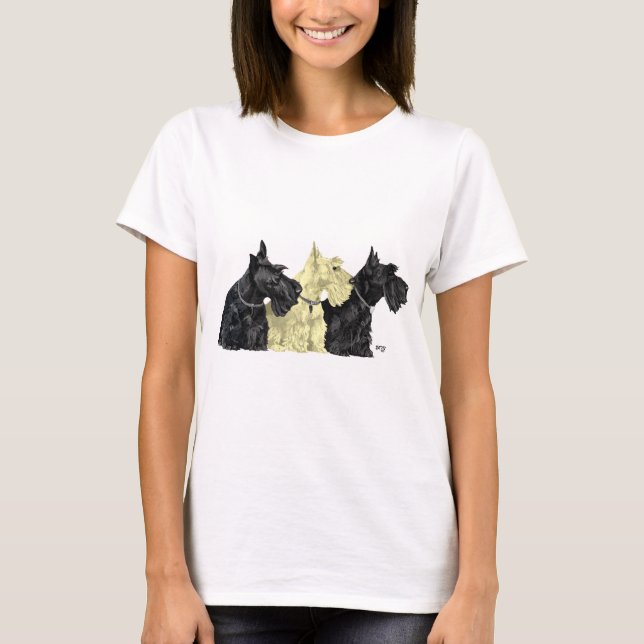 Svarta och vete färgade skotska terrier tee (Framsida)